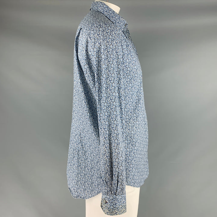 PAUL SMITH Size XL Blue Abstract Print Cotton Button Up Long Sleeve Shirt