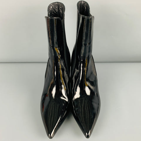 Bottes RICHARD FISCHER pointues en cuir verni noir Taille 44