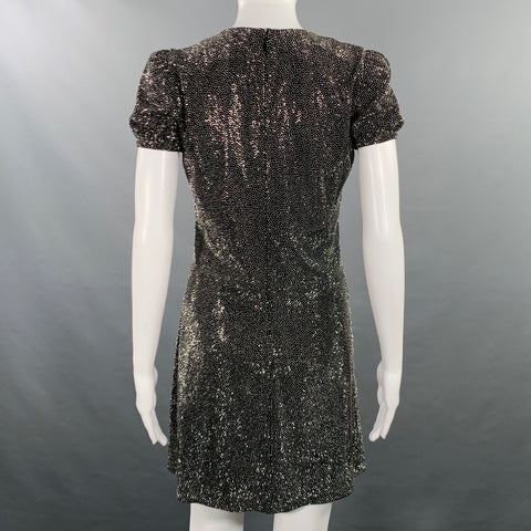 SAINT LAURENT 2019 Size XS Black Silver Viscose Rhinestones Cocktail Dress