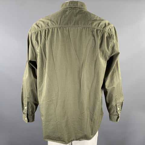 ALEX MILL Size XL Green Olive Cotton Pop-Over Long Sleeve Shirt