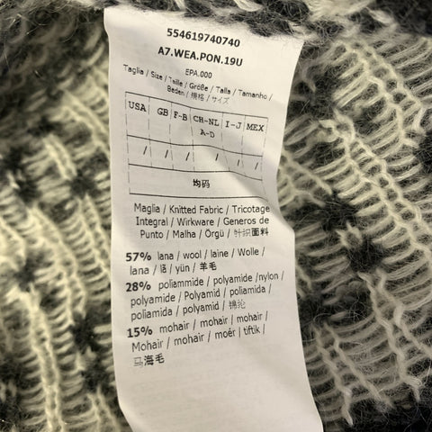 MAX MARA One Size Grey White Wool Blend Geometric Cardigan
