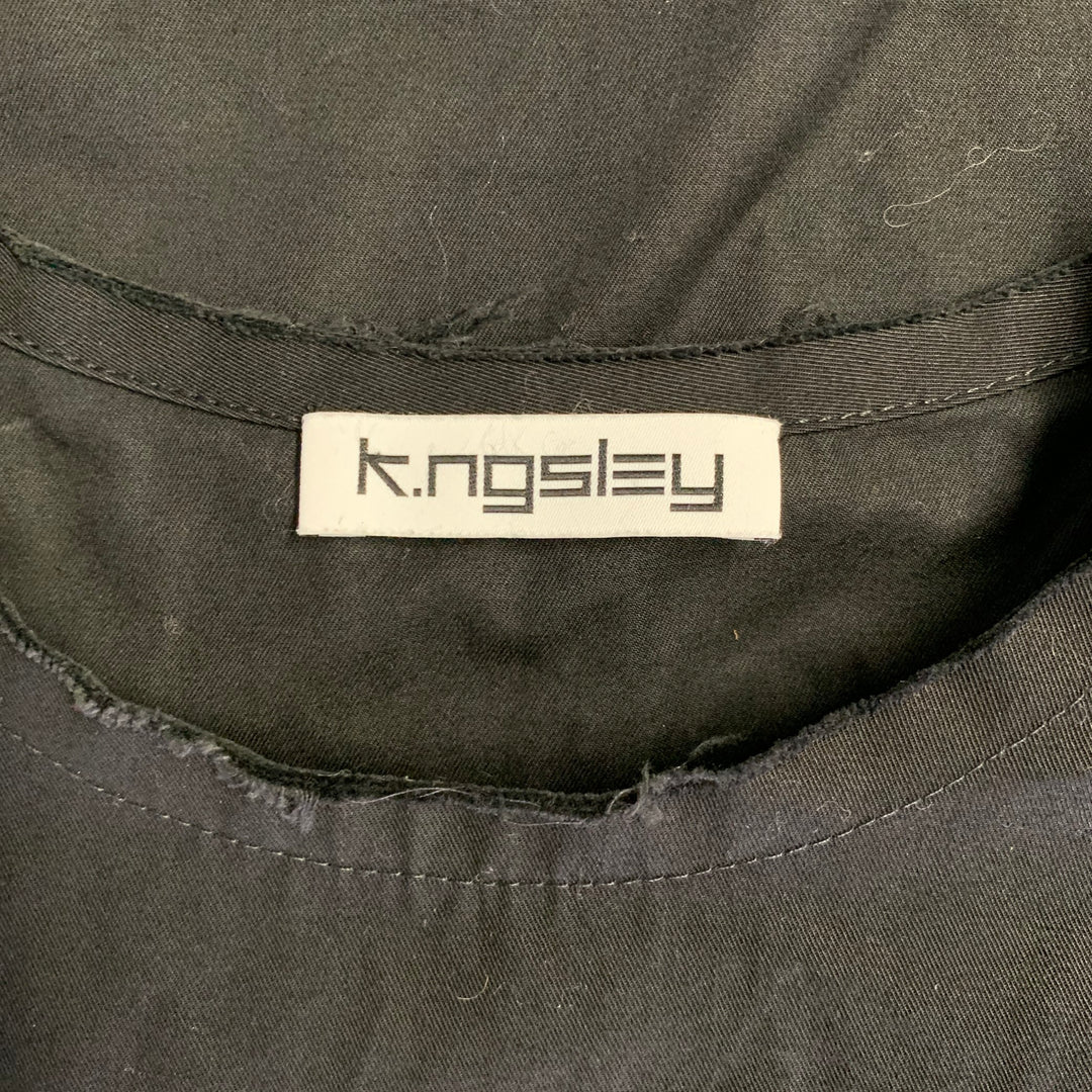 K.NGSLEY Size M Black Abstract Cotton Raw edge Vest (Indoor)