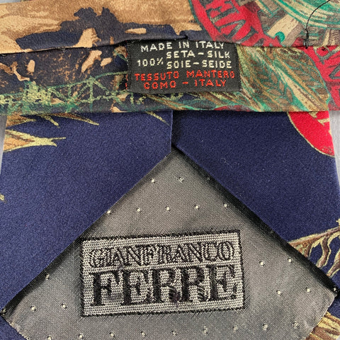 GIANFRANCO FERRE Burgundy Navy Silk Tie