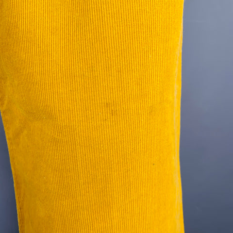 DRIES VAN NOTEN Size 32 Yellow Corduroy Cotton Button Fly Casual Pants