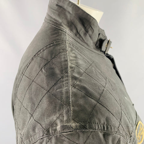 RUGBY Size XL Black Embellishment Coated Canvas Army Jacket