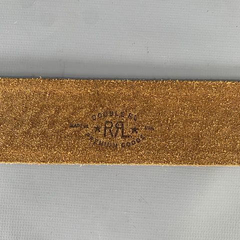 Ceinture en cuir gaufré marron Double RL, taille 36