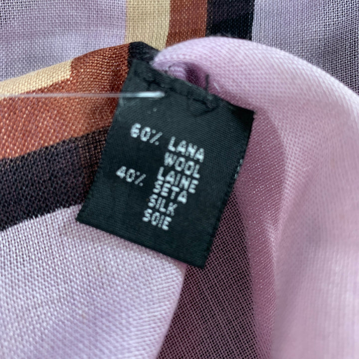 MARC JACOBS Purple Black  Brown Mixed Pattern Wool Silk Scarves