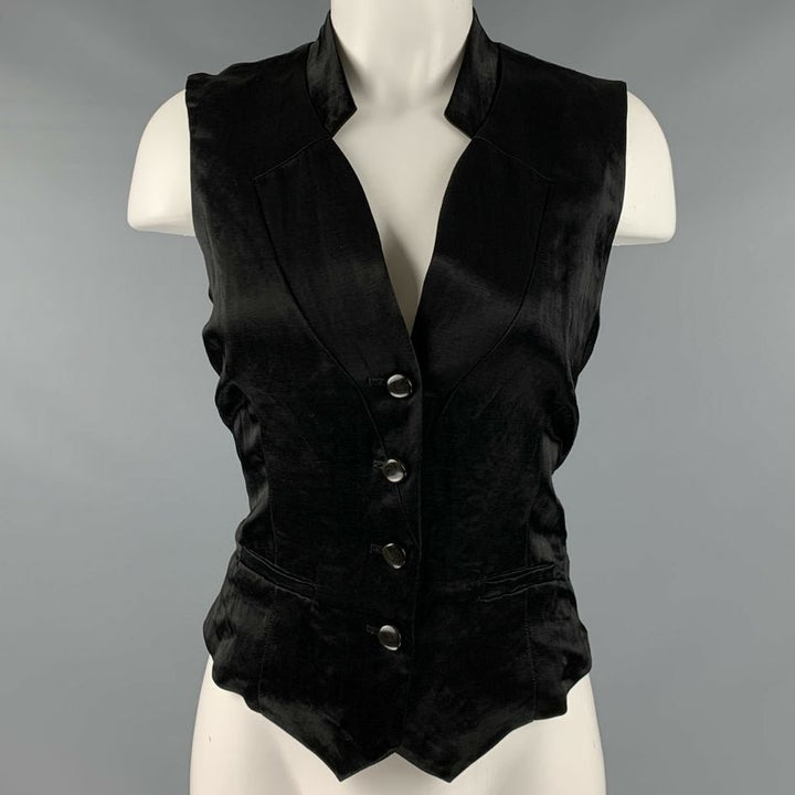 GRAHAM & SPENCER Size M Black Viscose Linen Vest