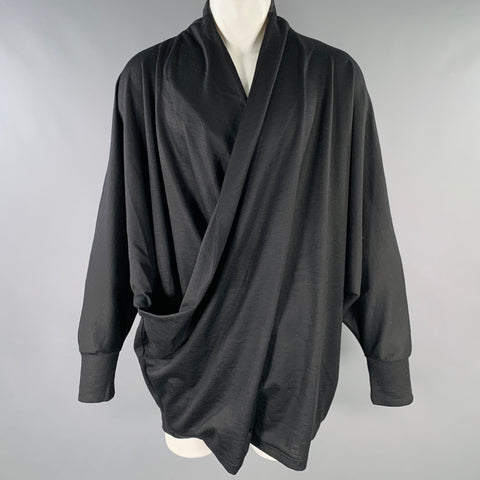 YANTOR Size M Black Wool Blend Draped Pullover