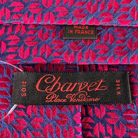 CHARVET Navy Fuchsia Textured Silk Tie