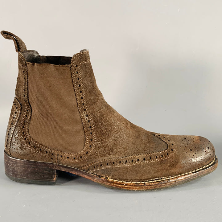 COLE HAAN Size 9 Brown Perforated Suede Chelsea Boots