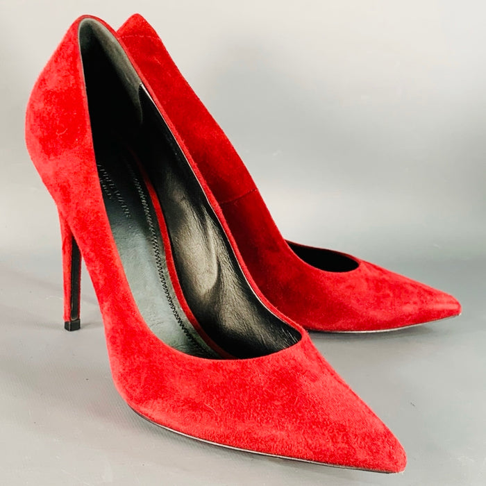 ALEXANDER WANG Escarpins Annika en Daim Rouge Bordeaux à Bout Pointu et Talon Aiguille Taille 9
