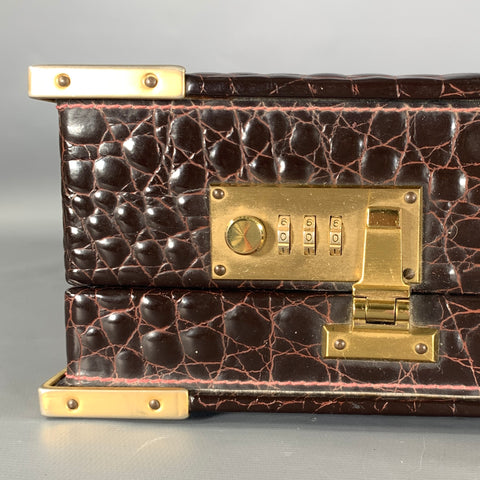 BELLESCO Brown Alligator Leather Briefcase Bags