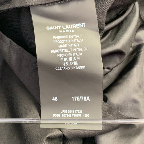 SAINT LAURENT Size 30 Black Wool Twill Flat Front Tapered Casual Pants