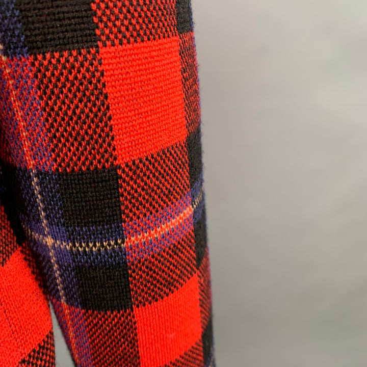 EQUIPMENT Size S Red Black Blue Wool Blend Plaid Crew Neck Pullover