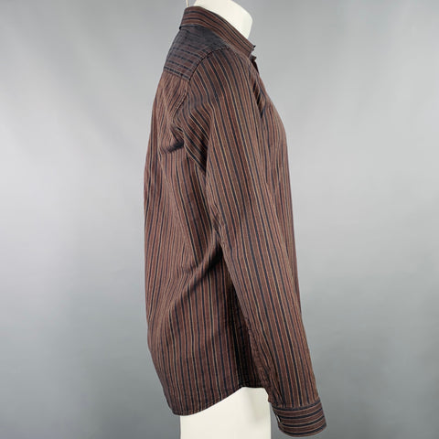 GIVENCHY Size M Black Orange Stripe Long Sleeve Shirt
