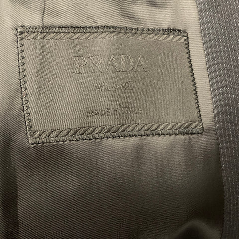 PRADA Chest Size 42 Black UAF367 Pinstripe Wool Notch Lapel 34 32 Suit