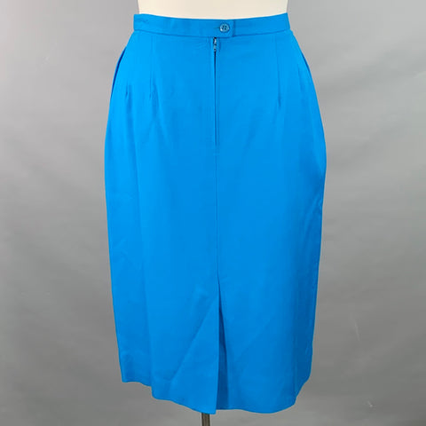 Jupe crayon plissée à glissière arrière VINTAGE Taille 10 Bleu Turquoise