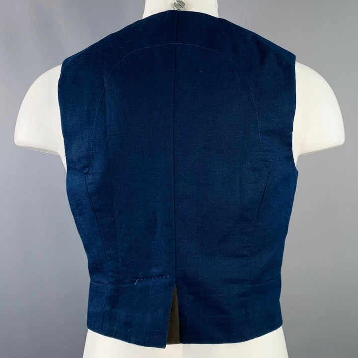 HAIDER ACKERMANN Size 38 Navy Black Cotton Linen Cropped Vest