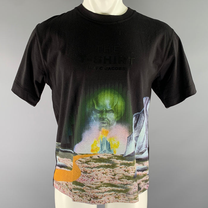 MARC JACOBS Size M Black Multi Color Graphic Cotton Crew-Neck T-shirt