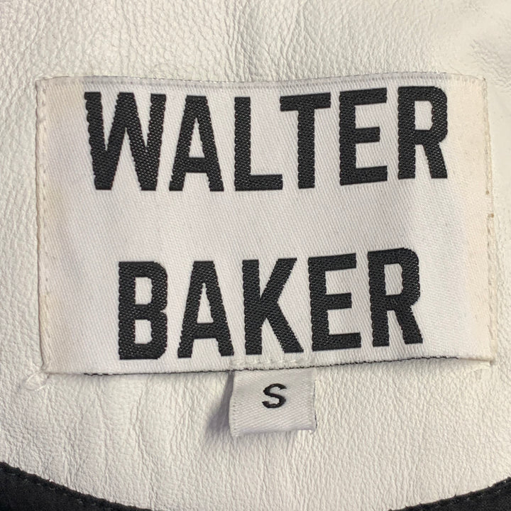 WALTER BAKER Size S White Leather Lambskin Zip Pockets Biker Jacket