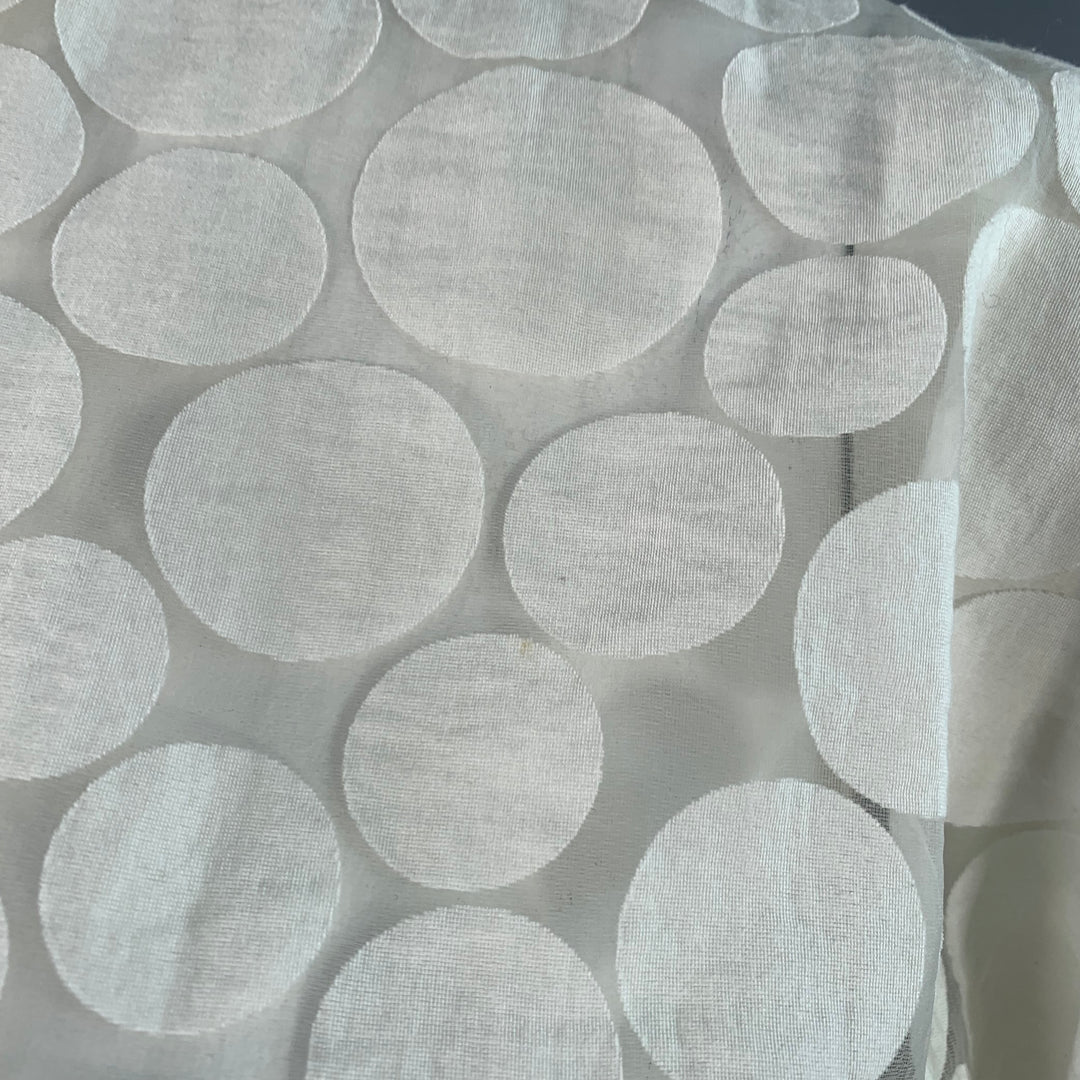 AKRIS Size 12 White Cotton Polka Dot Point Collar Button Up Shirt