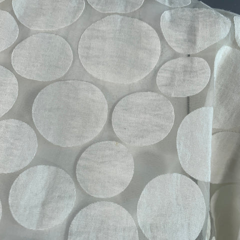 AKRIS Size 12 White Cotton Polka Dot Point Collar Button Up Shirt