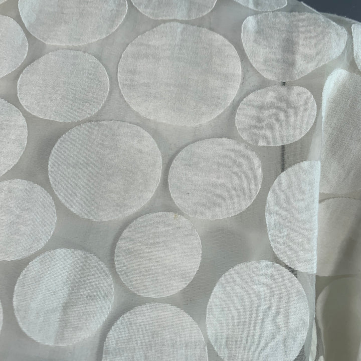 AKRIS Size 12 White Cotton Polka Dot Point Collar Button Up Shirt