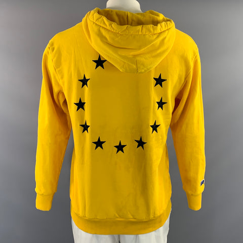 ETUDES Size L Yellow Stars Cotton Hoodie Sweatshirt