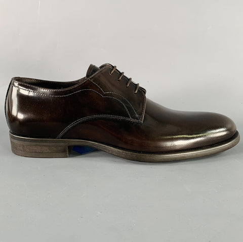 ARMANI COLLEZIONI Size 7.5 Brown Leather Derby Lace-Up Shoes