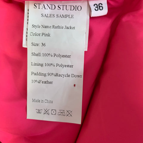 STAND STUDIO Size S Pink Polyester Quilted Cropped Jacket