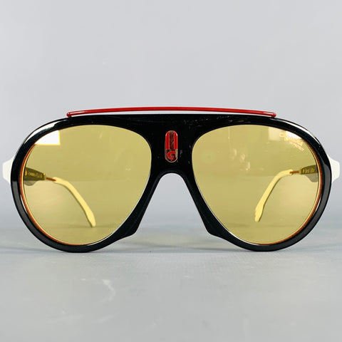 CARRERA FLAG Guuho Black White Red Color Block Acetate Sunglasses