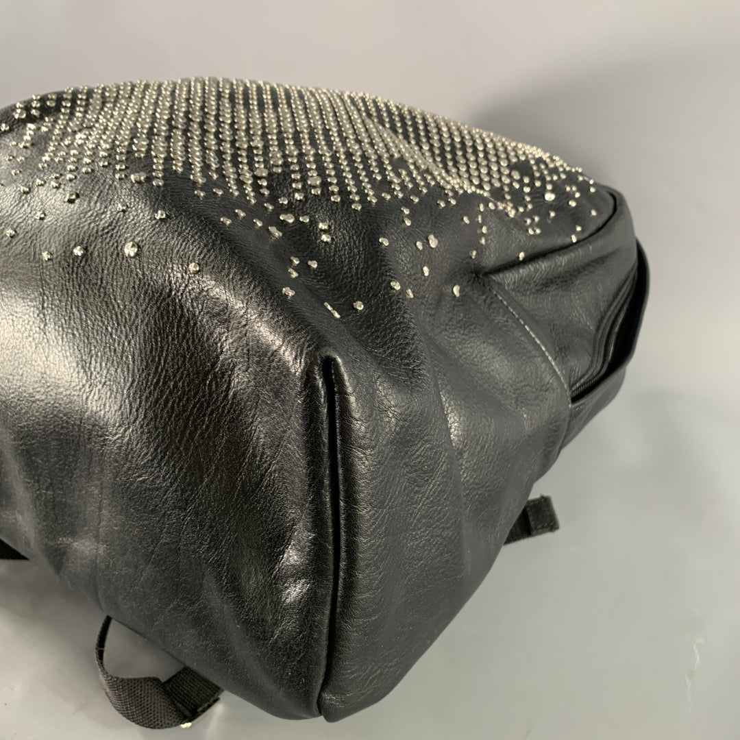 ALEXANDER MCQUEEN Black Silver Skull Leather Backpack Bags