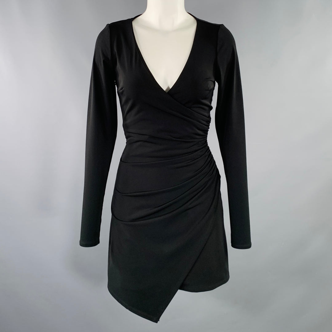 CINQ a' SEPT Size XS Coralie Black Polyester Blend Long Sleeve Ruched – Sui  Generis Designer Consignment
