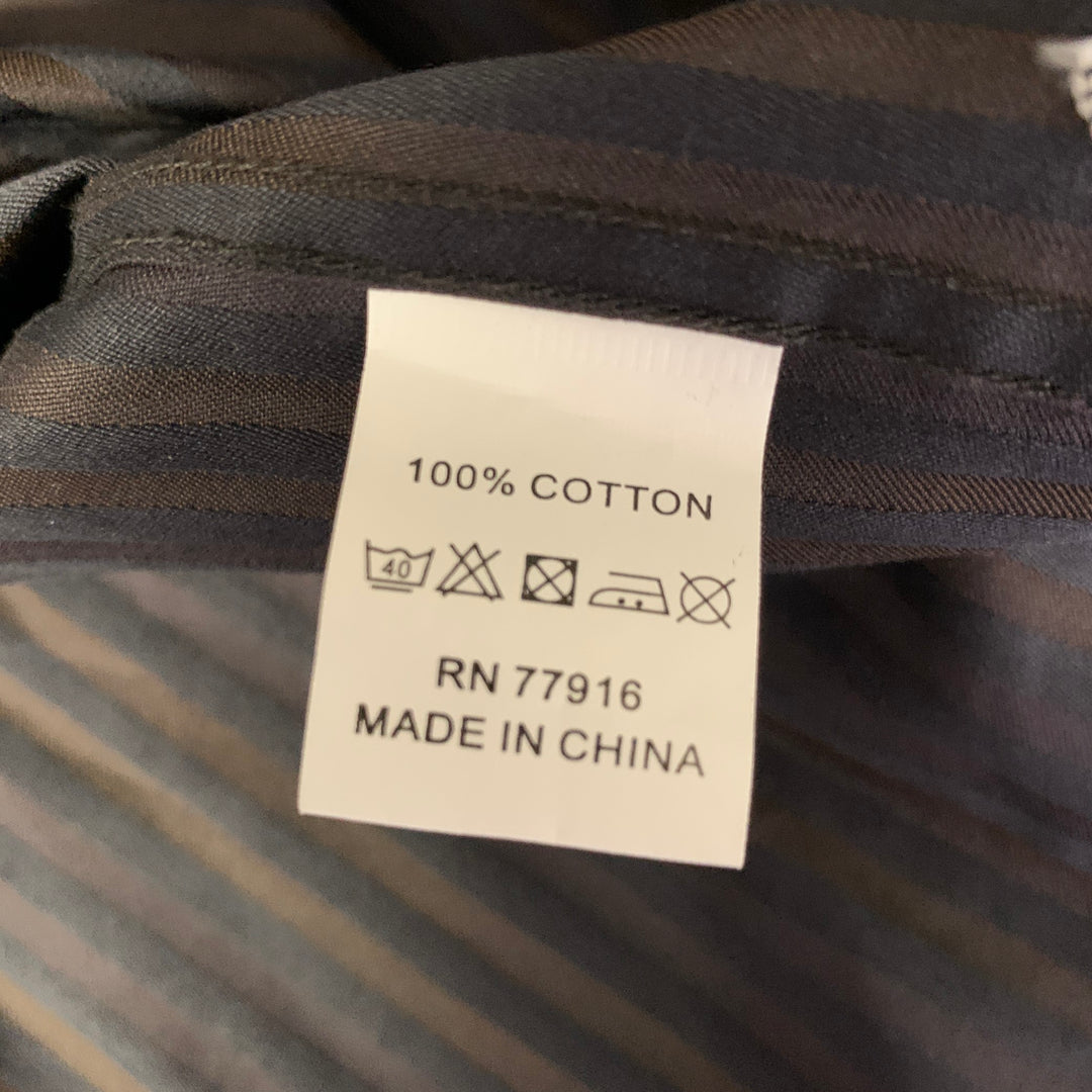 ENGLISH LAUNDRY Size S Brown Black Stripe Cotton Spread Collar Long Sleeve Shirt