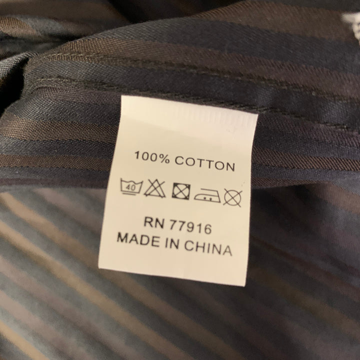 ENGLISH LAUNDRY Size S Brown Black Stripe Cotton Spread Collar Long Sleeve Shirt