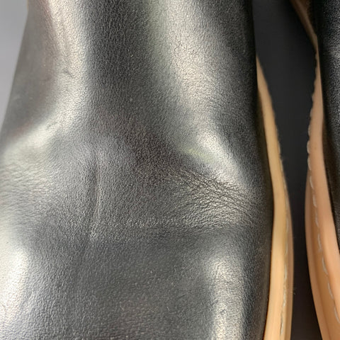 RICK OWENS Size 9 Black White Leather High Top Sneakers
