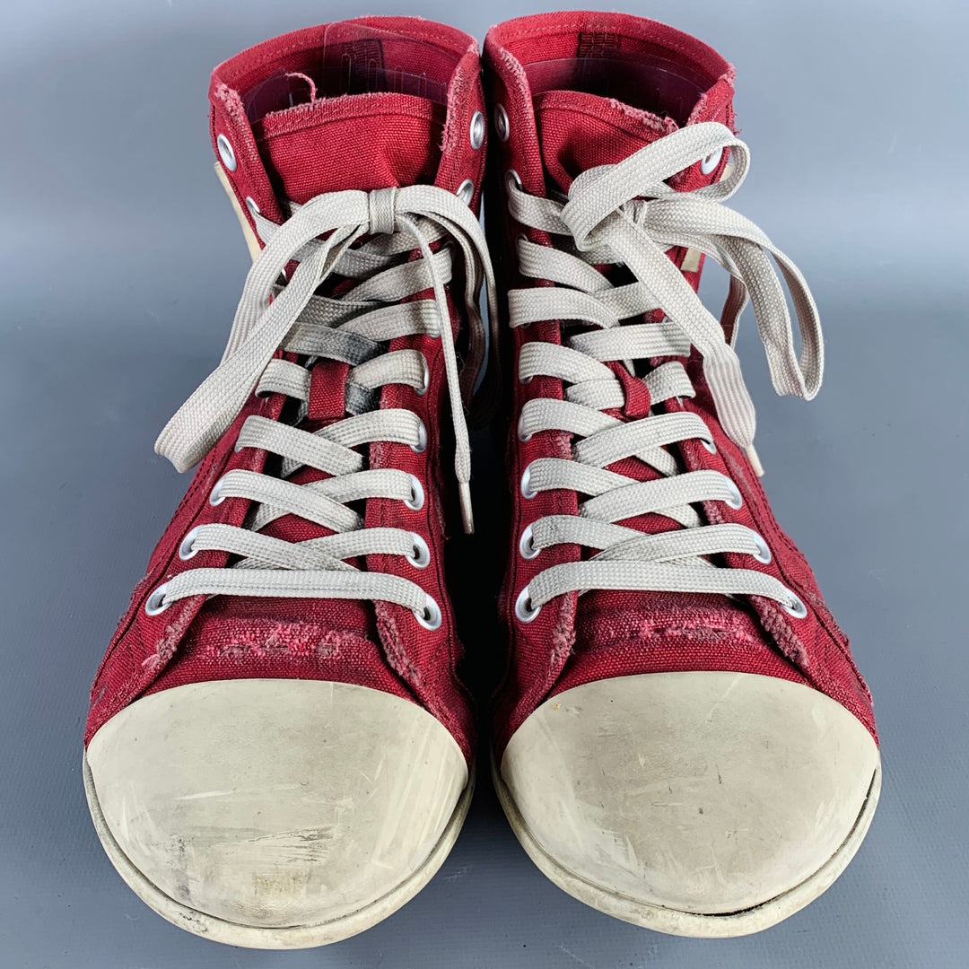 BALENCIAGA 2024 Size 8 Ultraflat High Top Red Canvas Sneakers