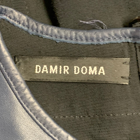 DAMIR DOMA Taille S Top sans manches décontracté en mousseline de soie et peau de mouton noire marine