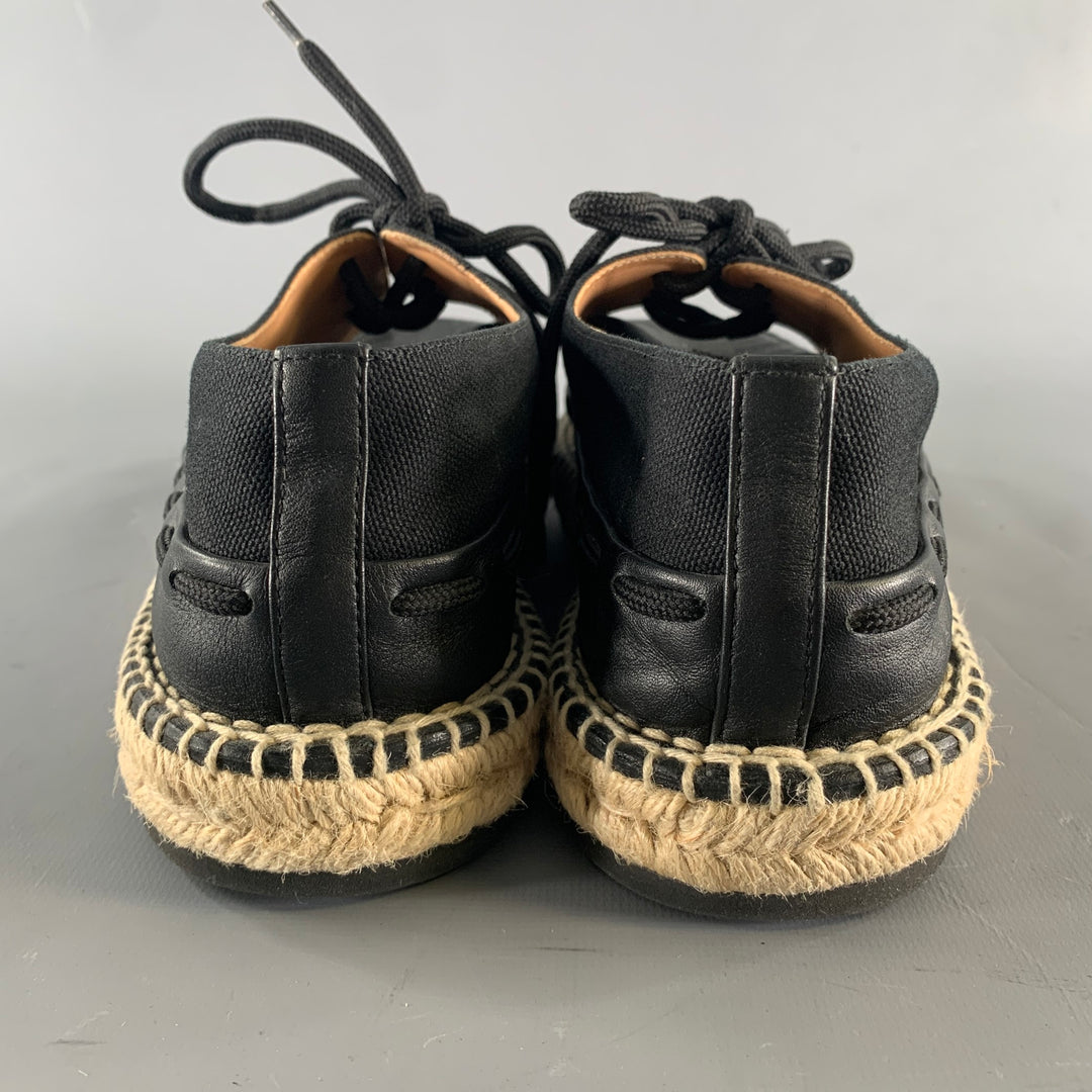 BOTTEGA VENETA Size 8 Black Canvas Moccasin Lace Up Shoes