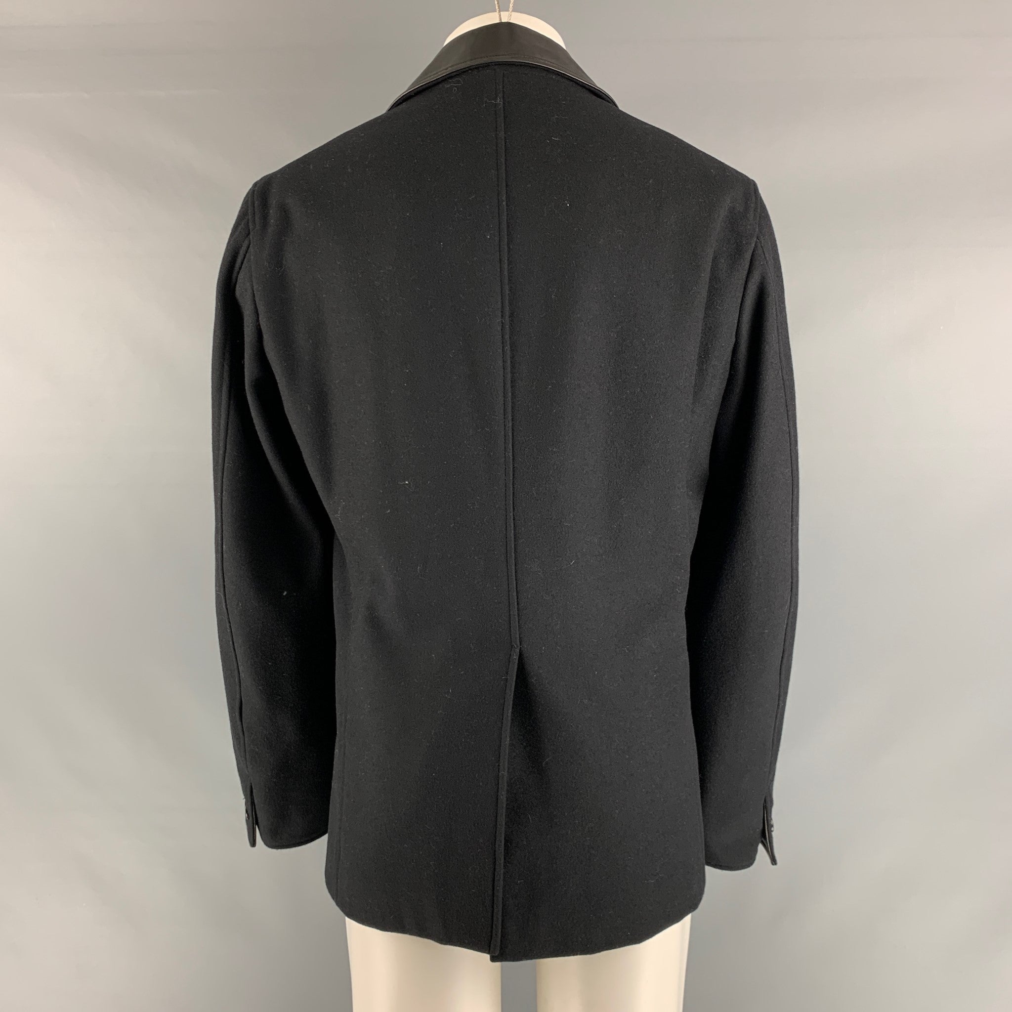 JIL SANDER Size 40 Black Solid Wool Blend Peacoat Coat – Sui
