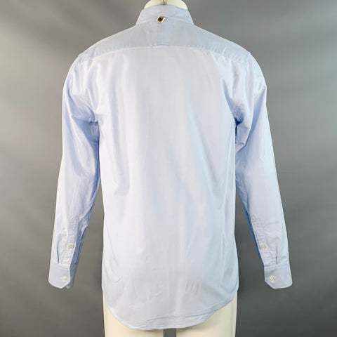 VISVIM Size M Blue Cream Contrast Trim Cotton One Pocket Long Sleeve Shirt