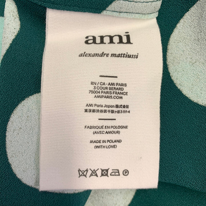 AMI by ALEXANDRE MATTIUSSI Size S Forest Green Mint Polka Dot Short Sleeve Shirt
