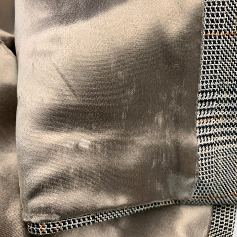 GUCCI Size 40 Tan Black Beige Plaid Wool Double Breasted Coat