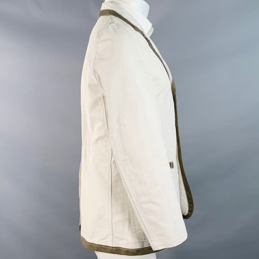 COMME des GARCONS SHIRT Size M Regular Beige Olive Cotton Linen Notch Lapel Sport Coat