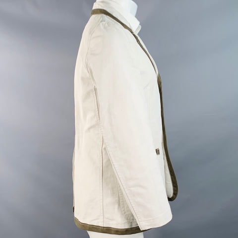 COMME des GARCONS SHIRT Size M Regular Beige Olive Cotton Linen Notch Lapel Sport Coat