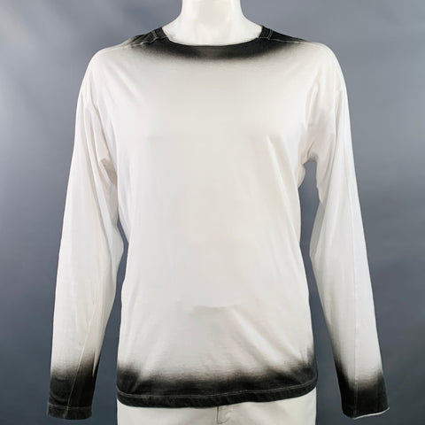 ISABEL BENENATO Taille XL Pull col rond en coton dégradé blanc gris