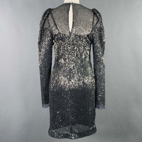 DOROTHEE SCHUMACHER Size M Grey Silver Polyester Sequined Long Sleeve Dress