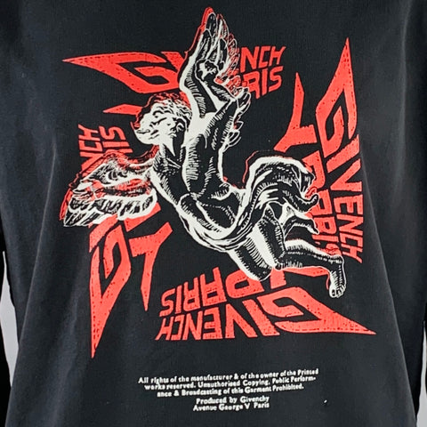 GIVENCHY Size XXL Black Angel Graphic Cotton Crew Neck Sweatshirt