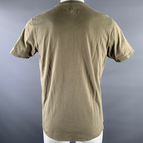 RAG & BONE Size L Green Black Embroidery Cotton Crew-Neck T-shirt